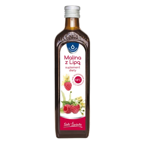 Malina z Lipą - sok NFC z owoców malin i kwiatów lipy, 490 ml