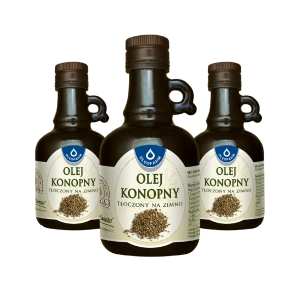 Zestaw 3 x olej konopny tłoczony na zimno, 3 x 250 ml