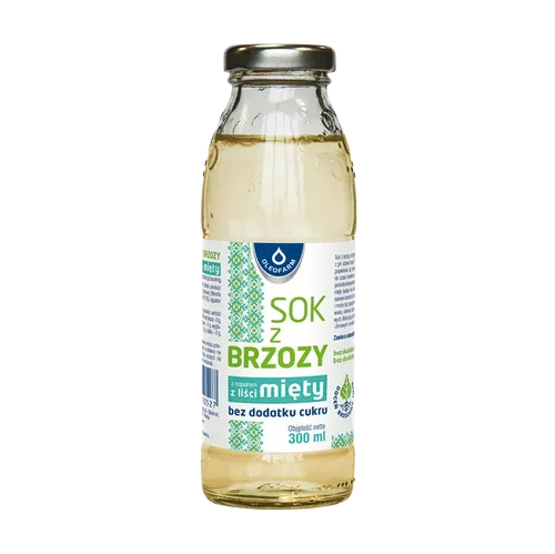 Sok z brzozy z miętą, bez dodatku cukru, 300 ml