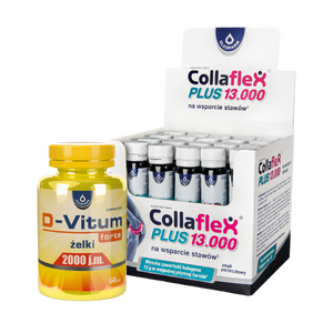 Zestaw Collaflex PLUS 13 000 + D-Vitum forte 2000 j.m., 20 fiolek + 60 żelków