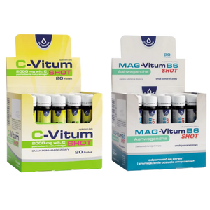 Zestaw C-Vitum SHOT 2000mg + Mag-Vitum B6 Ashwagandha SHOT, 20 fiolek + 20 fiolek