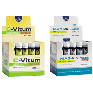 Zestaw C-Vitum SHOT 2000mg + Mag-Vitum B6 SHOT, 20 fiolek + 20 fiolek