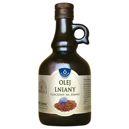 Olej lniany tłoczony na zimno, 500 ml