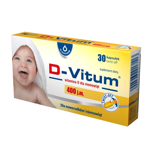 D-Vitum witamina D dla niemowląt 400 j.m. – 30 kaps. twist-off