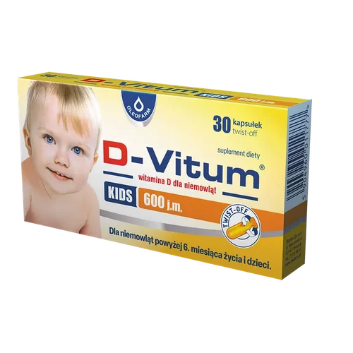 D-Vitum KIDS witamina D dla dzieci 600 j.m., 30 kapsułek twist-off 