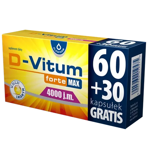 D-Vitum forte Max 4000 j.m., 90 kapsułek (60 + 30 GRATIS)