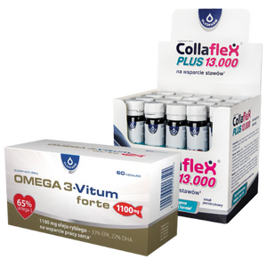 Zestaw Collaflex PLUS 13 000 + Omega 3-Vitum forte, 20 fiolek + 60 kapsułek