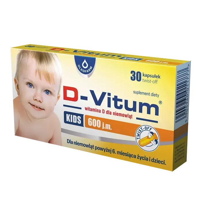 D-Vitum KIDS witamina D dla dzieci 600 j.m., 30 kapsułek twist-off