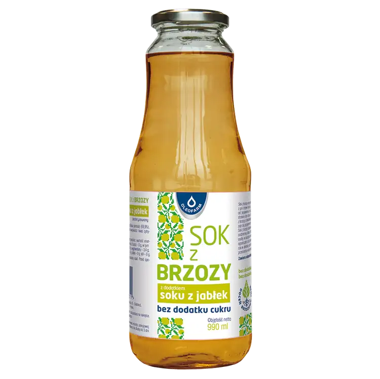 Sok z brzozy z dodatkiem soku z jabłek, bez dodatku cukru, 990 ml