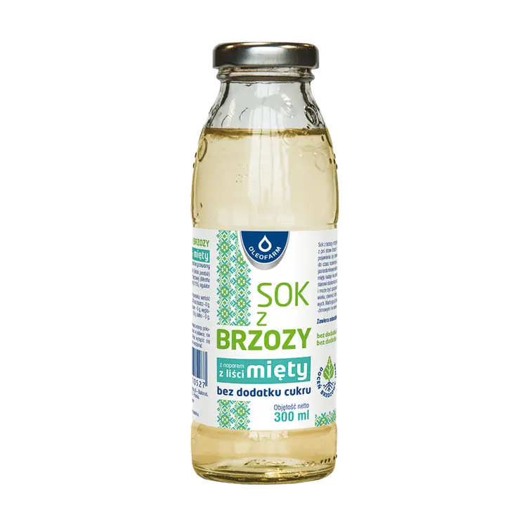 Sok z brzozy z miętą, bez dodatku cukru, 300 ml