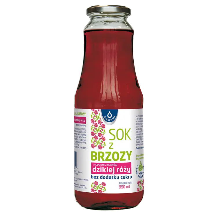 Sok z brzozy z naparem z dzikiej róży, bez dodatku cukru, 990 ml