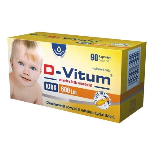 D-Vitum KIDS witamina D dla dzieci 600 j.m., 90 kapsułek twist-off 